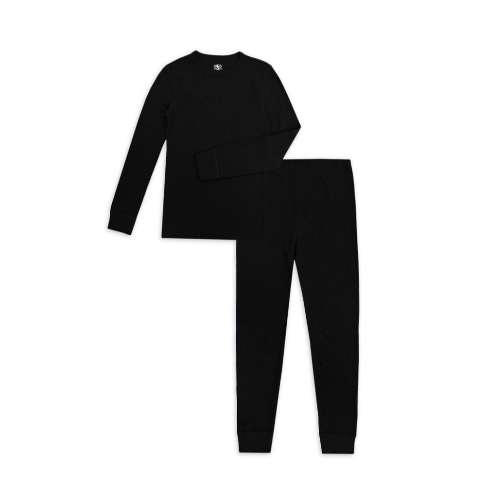 Athletic Works Boy's Thermal Top & Bottom Set Black Soot Breathable